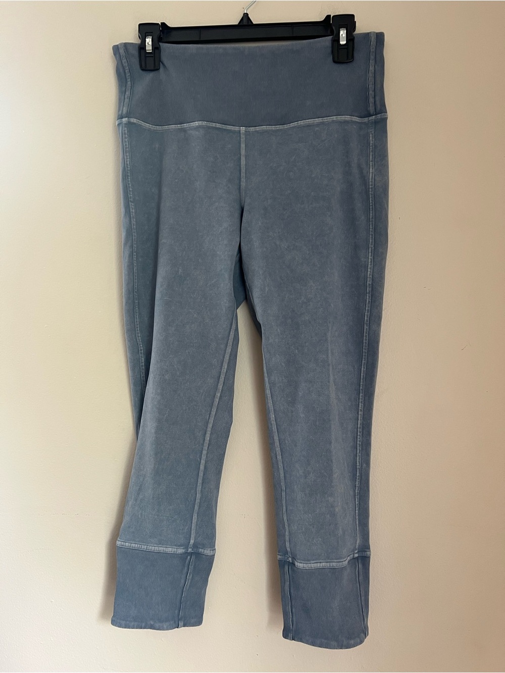 Lululemon Wunder Under Crop 23" Women’s 10 Ribbed Washed Moon Blue Athletic Pant